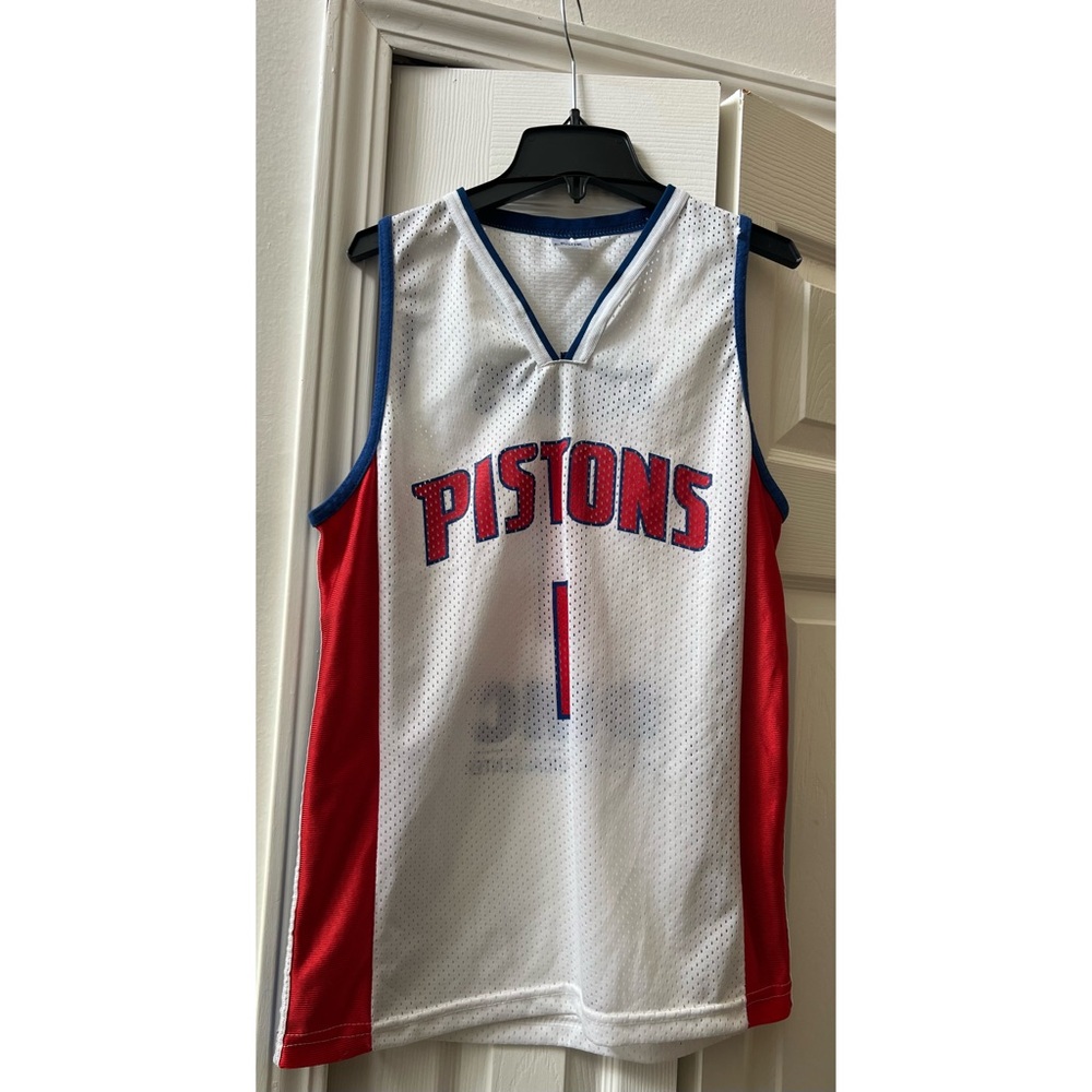 Detroit Pistons White & Red Basketball Jersey